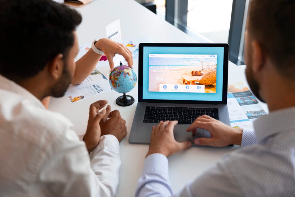 high angle man working travel agency 1024x683 1